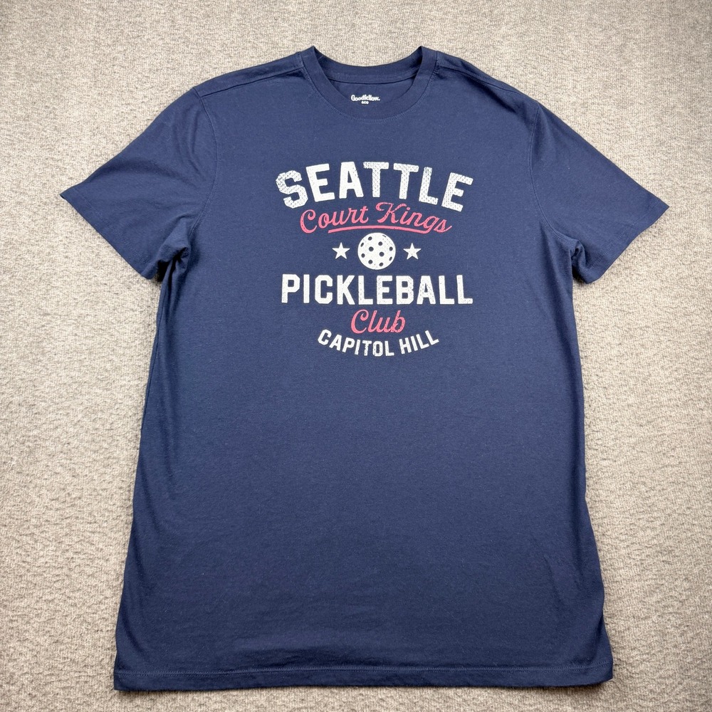 Goodfellow & Co Men's M Seattle Court Kings Pickleball Club T-Shirt Navy Blue
